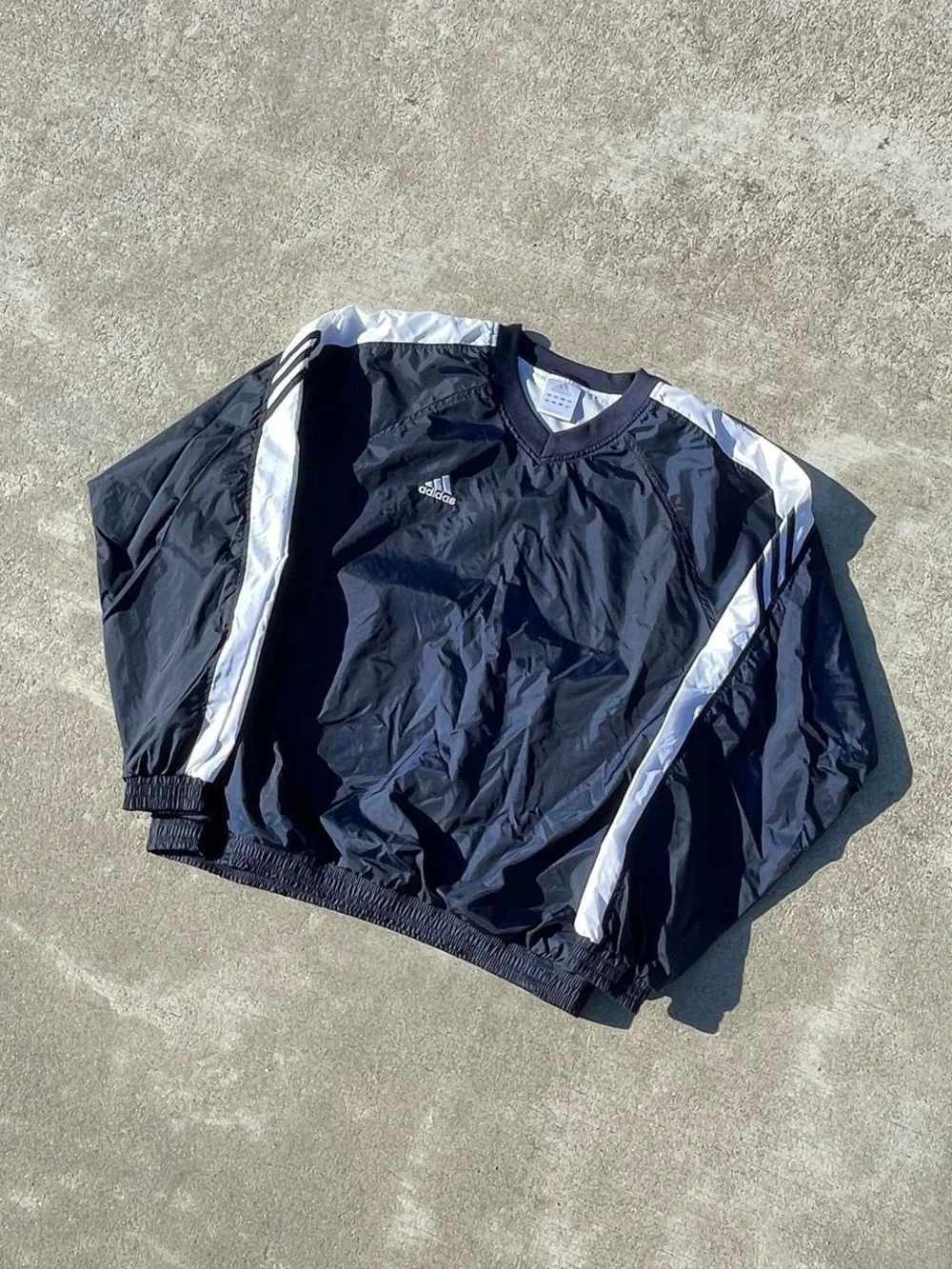 adidas Navy and White Retro Pullover Jacket